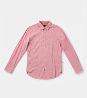 Boss Hugo Boss Red Slim Fit Long Sleeve Button Down Shirt Gingham Trim Size L